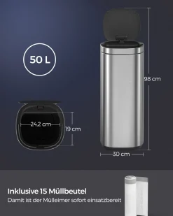 Astrid skraldespand | 50 L - Sølv