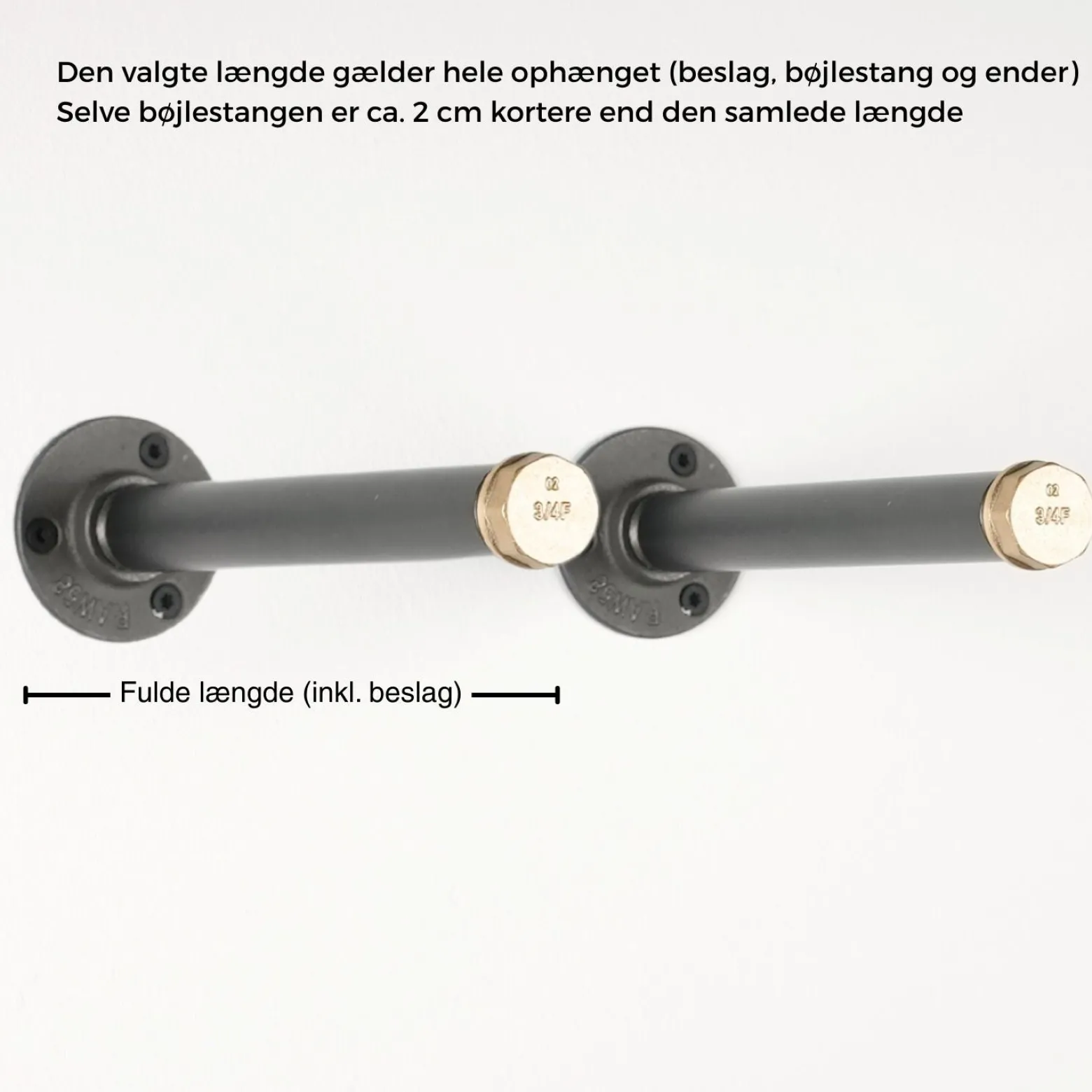 Bøjlestang EBBA sort med messing