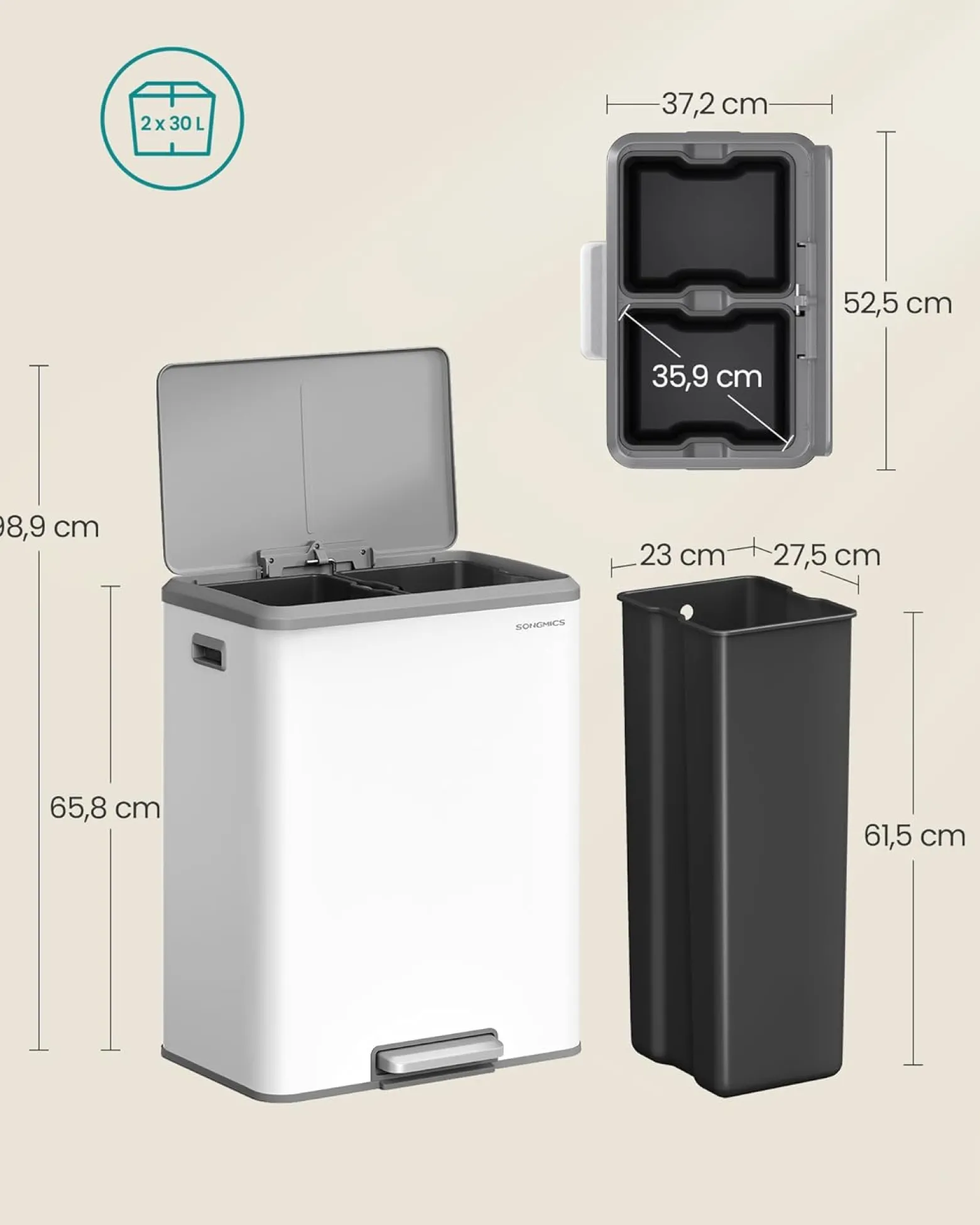 Simon skraldespand | 2x30 L