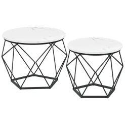 Sofia sengebord/sofabord/sidebord - 2 stk.- Hvid med sort stæl