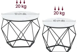 Sofia sengebord/sofabord/sidebord - 2 stk.- Hvid med sort stæl