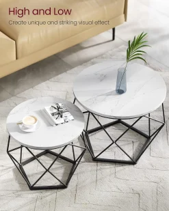 Sofia sengebord/sofabord/sidebord - 2 stk.- Hvid med sort stæl
