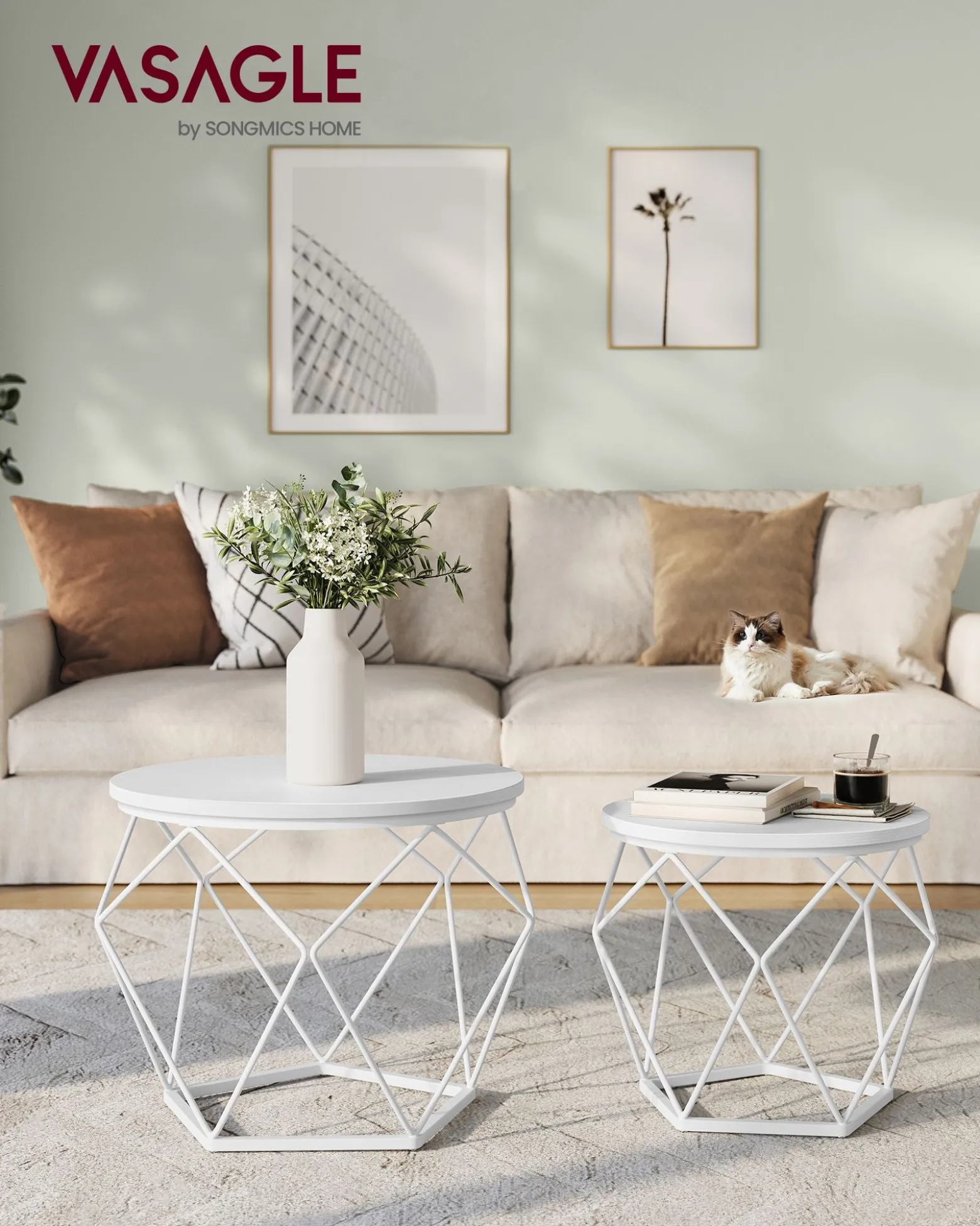 Sofia sengebord/sofabord/sidebord - 2 stk.- Hvid