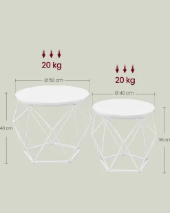 Sofia sengebord/sofabord/sidebord - 2 stk.- Hvid
