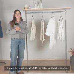 Tøjstativ EMMA sølv med hylde