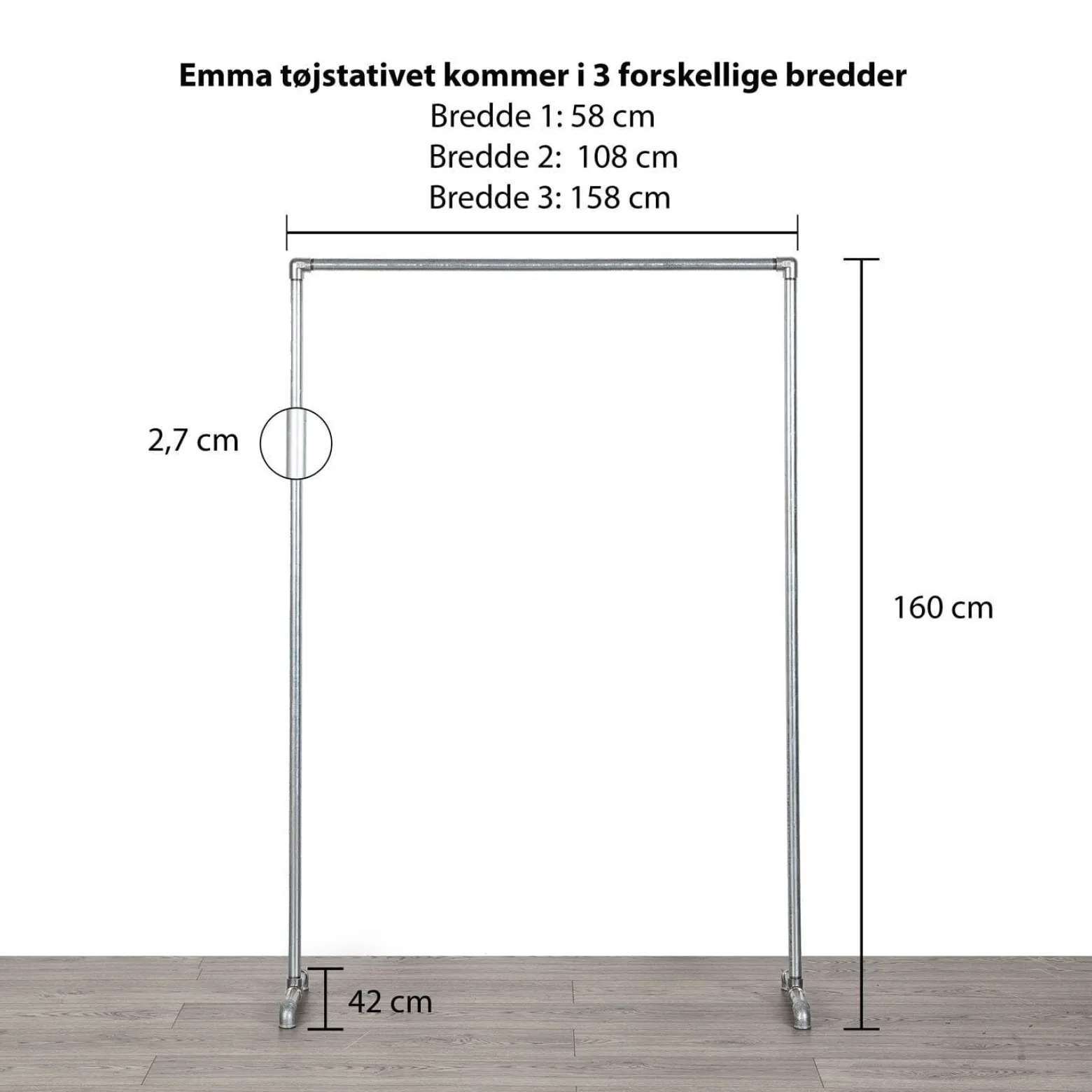 Tøjstativ EMMA sølv med messing
