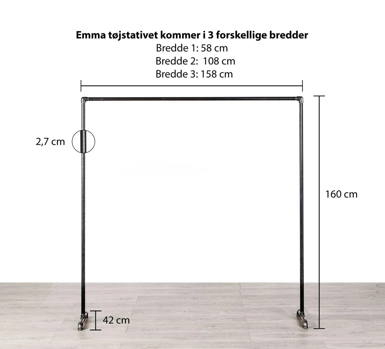 Tøjstativ EMMA sort med messing