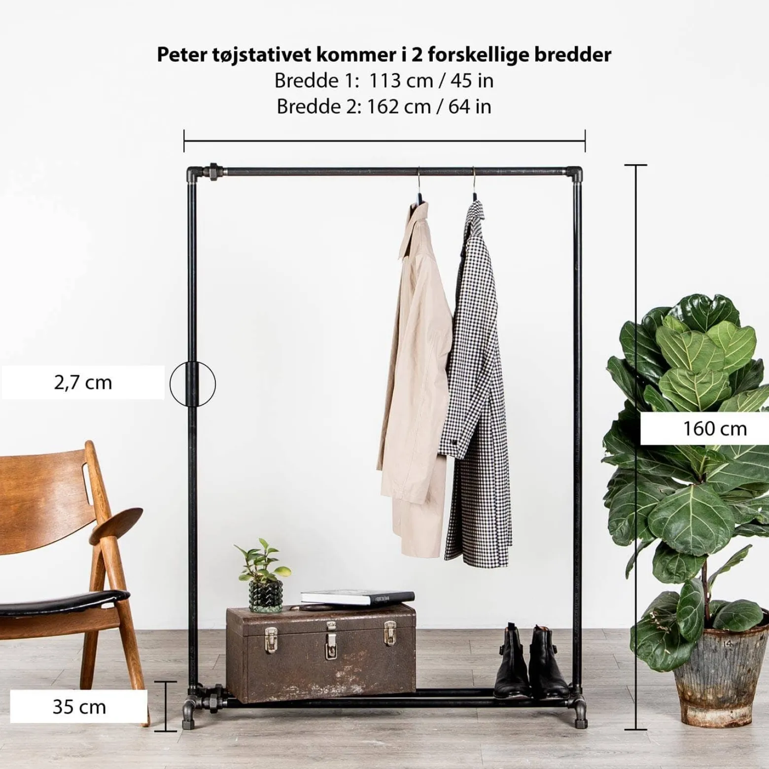 Tøjstativ PETER sort med messing