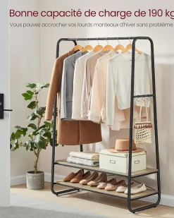 Valencia tøjstativ - Sort/lyst træ