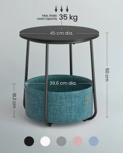 William senge- og sidebord - Sort/blå kurv
